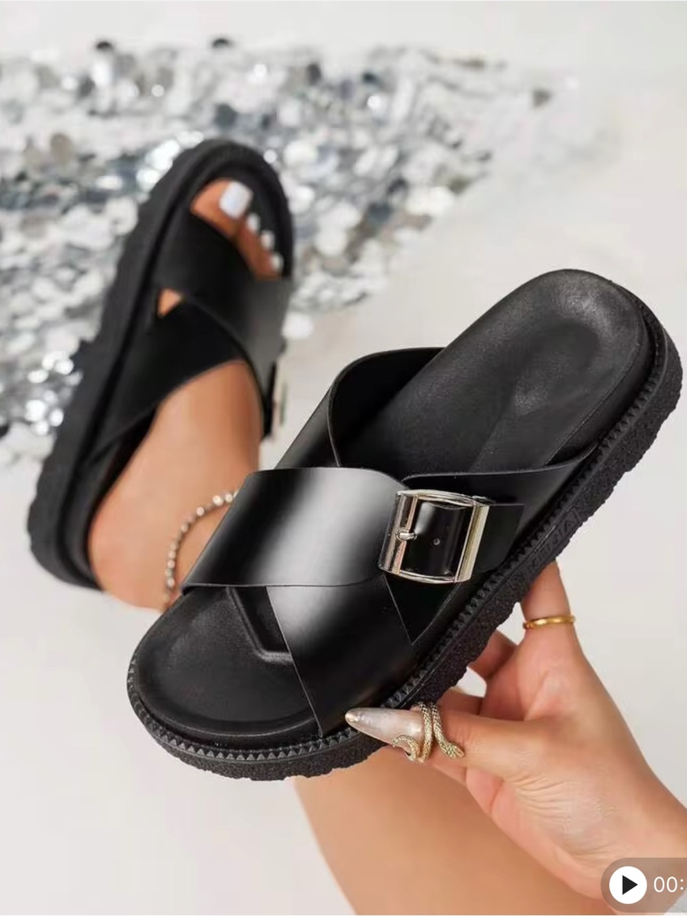 Black Retro Sandals